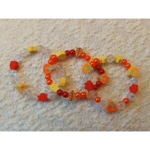 Thanksgiving Fall Handmade Beaded Bracelets Set of 3 Girls Youth Size